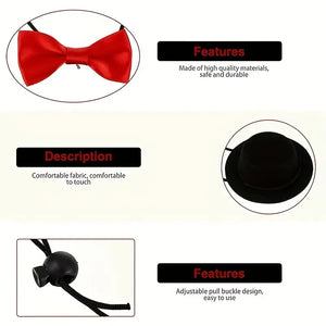 Small Pet Clothing Black Hat and Red Tie