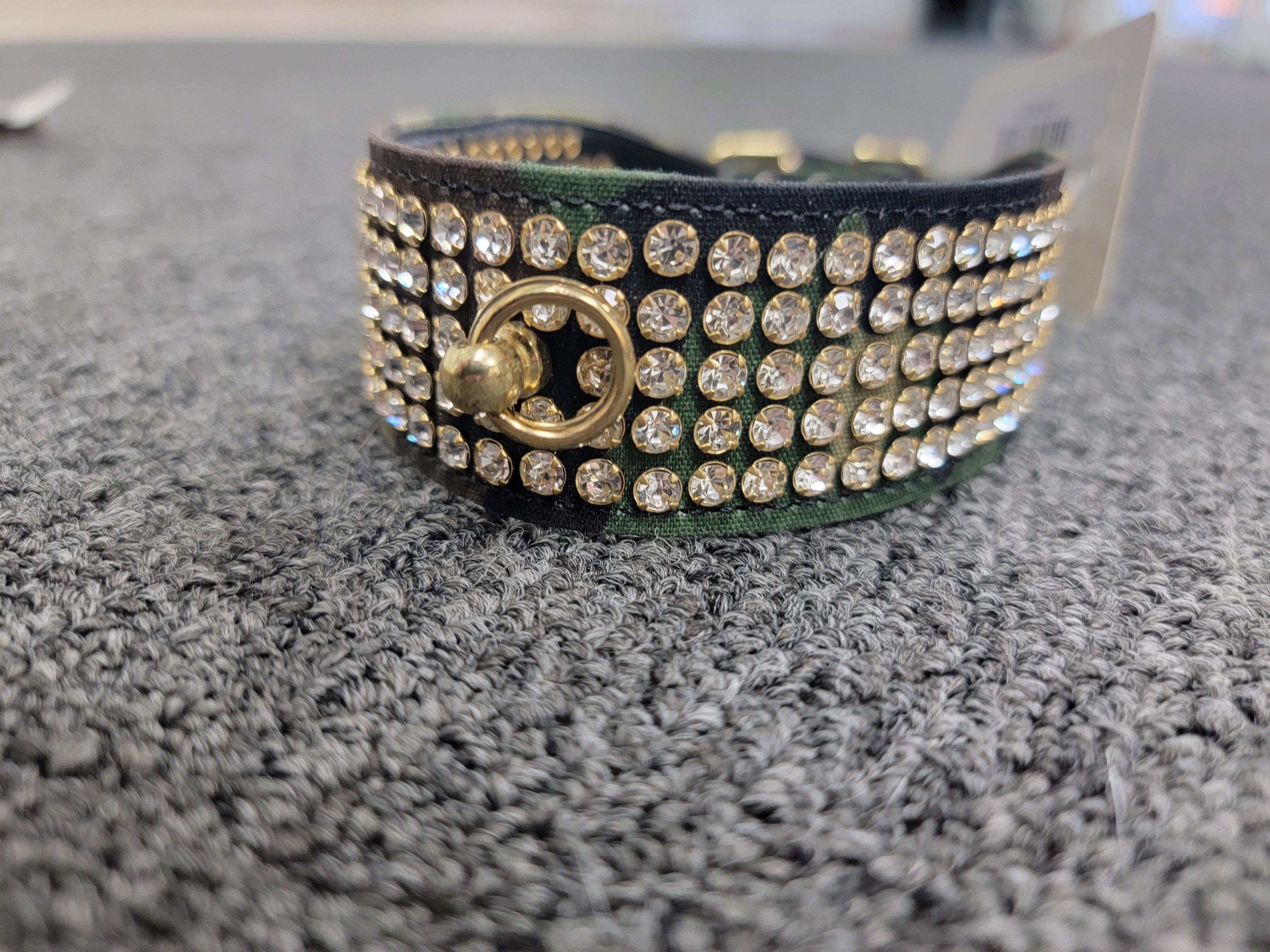 Green Camo Jewel Dog Collar