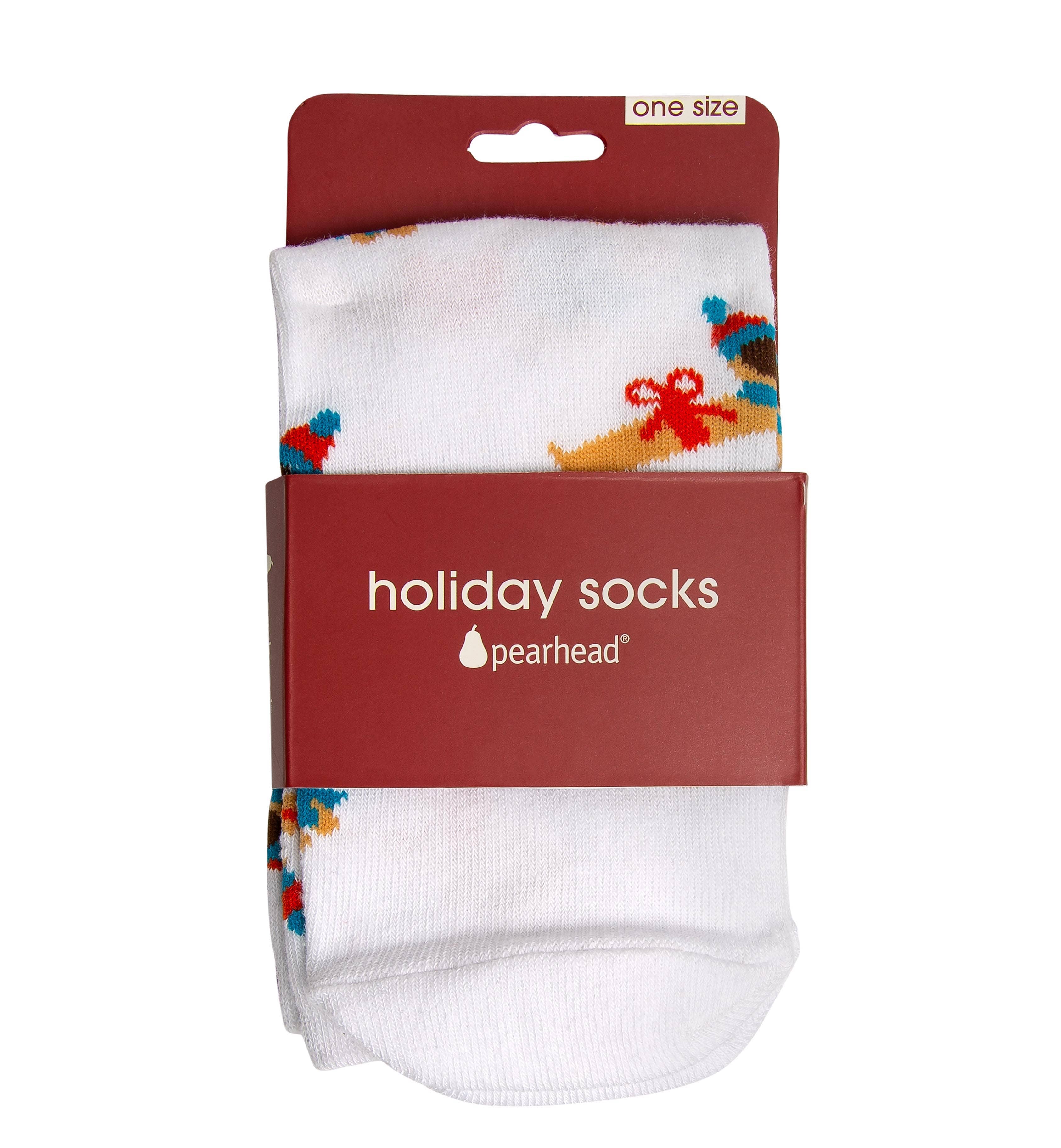 Dachshund Holiday Socks White OS