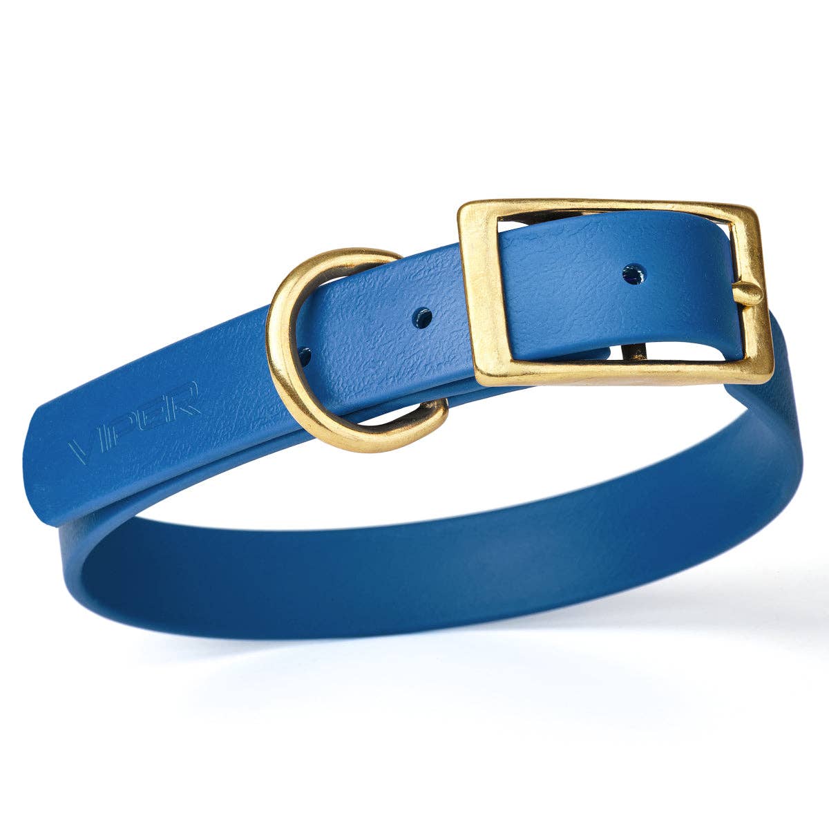 BLUE Viper Biothane Waterproof Collar - Brass Hardware W 1.5". L 24-28"