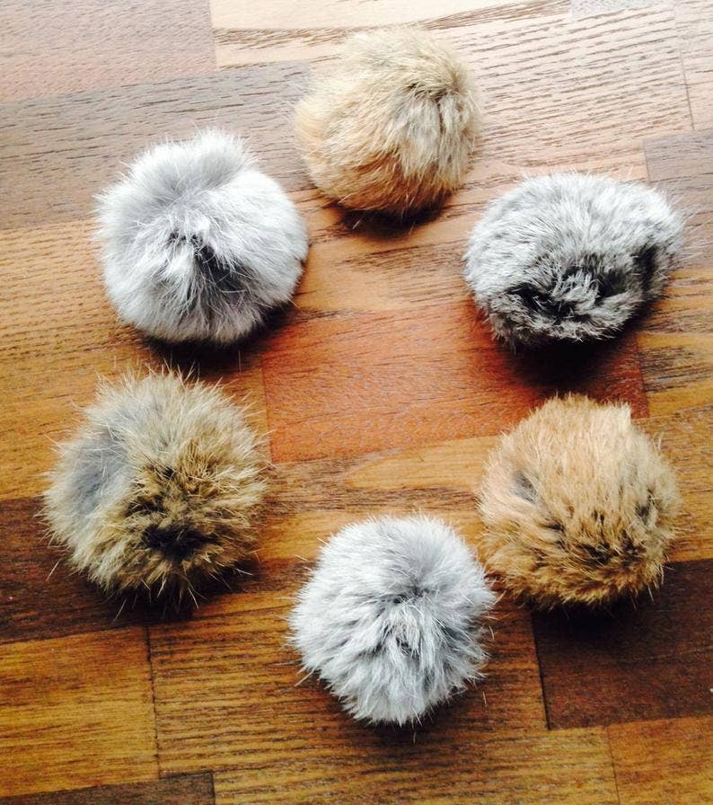 Rabbit Fur Cat Toy, Natural Color Fur, Fur Ball, Max