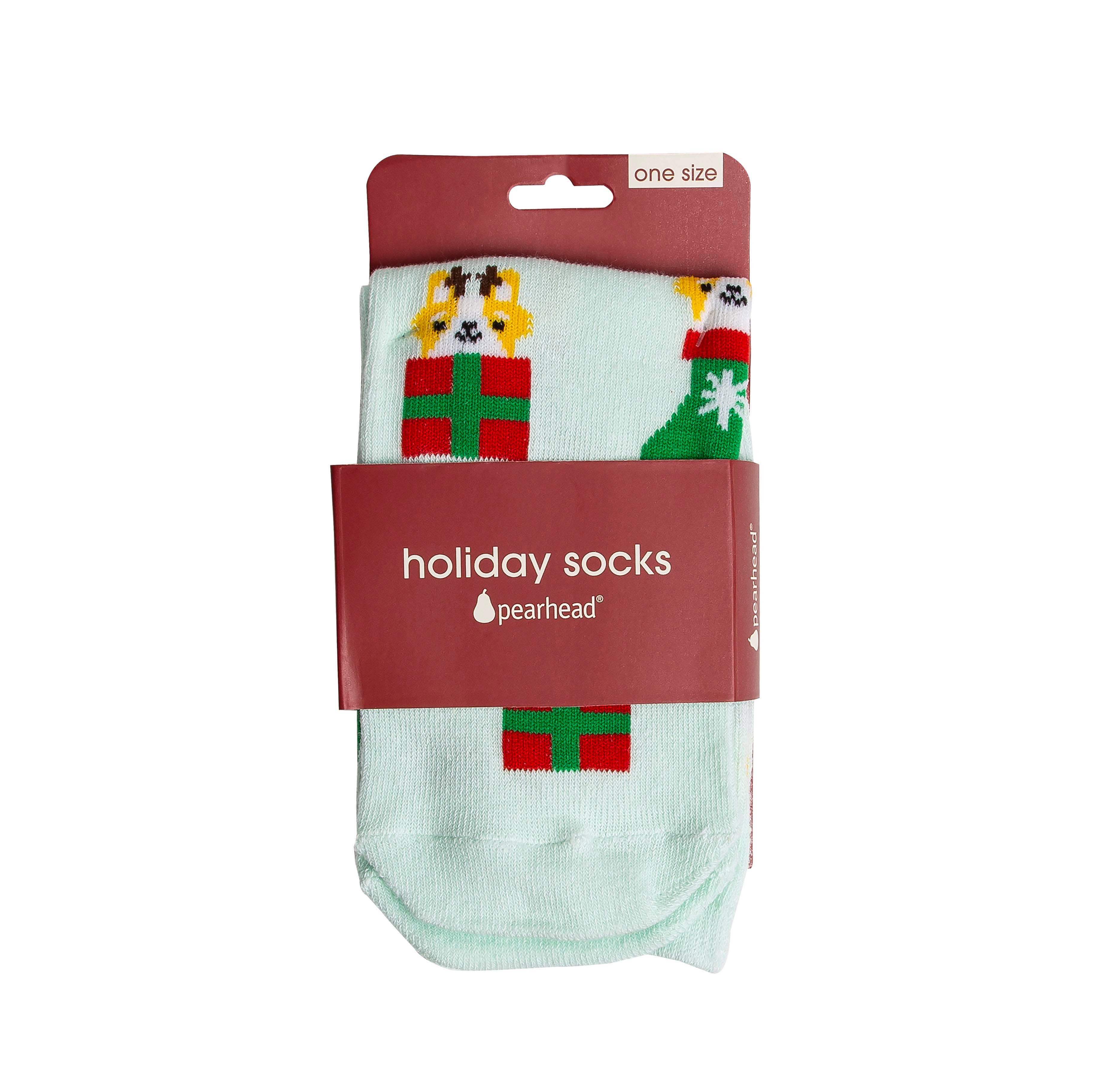 Corgi Holiday Socks Green OS